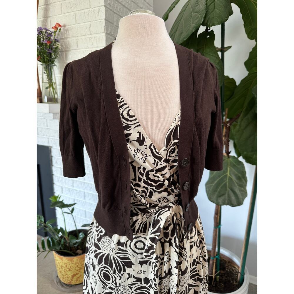 Banana Republic Women Wrap‎ Dress Silk Linen Blend Phoebe Set Y2K Preppy - Picture 2 of 16
